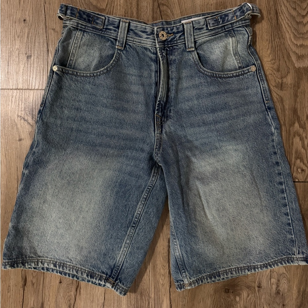 Bershka Light Blue Washed Denim Jean Shorts